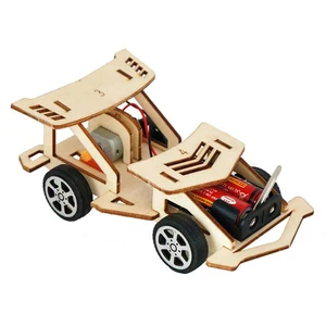 Imported DIY Assembly Racing Car Vehicle Model Kit Physical Science Experiment Wooden Toy Kids Interesting DI