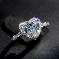 2022 new heart rings for women silver color wedding engagement bridal jewelry cubic zirconia stone elegant ring accessories