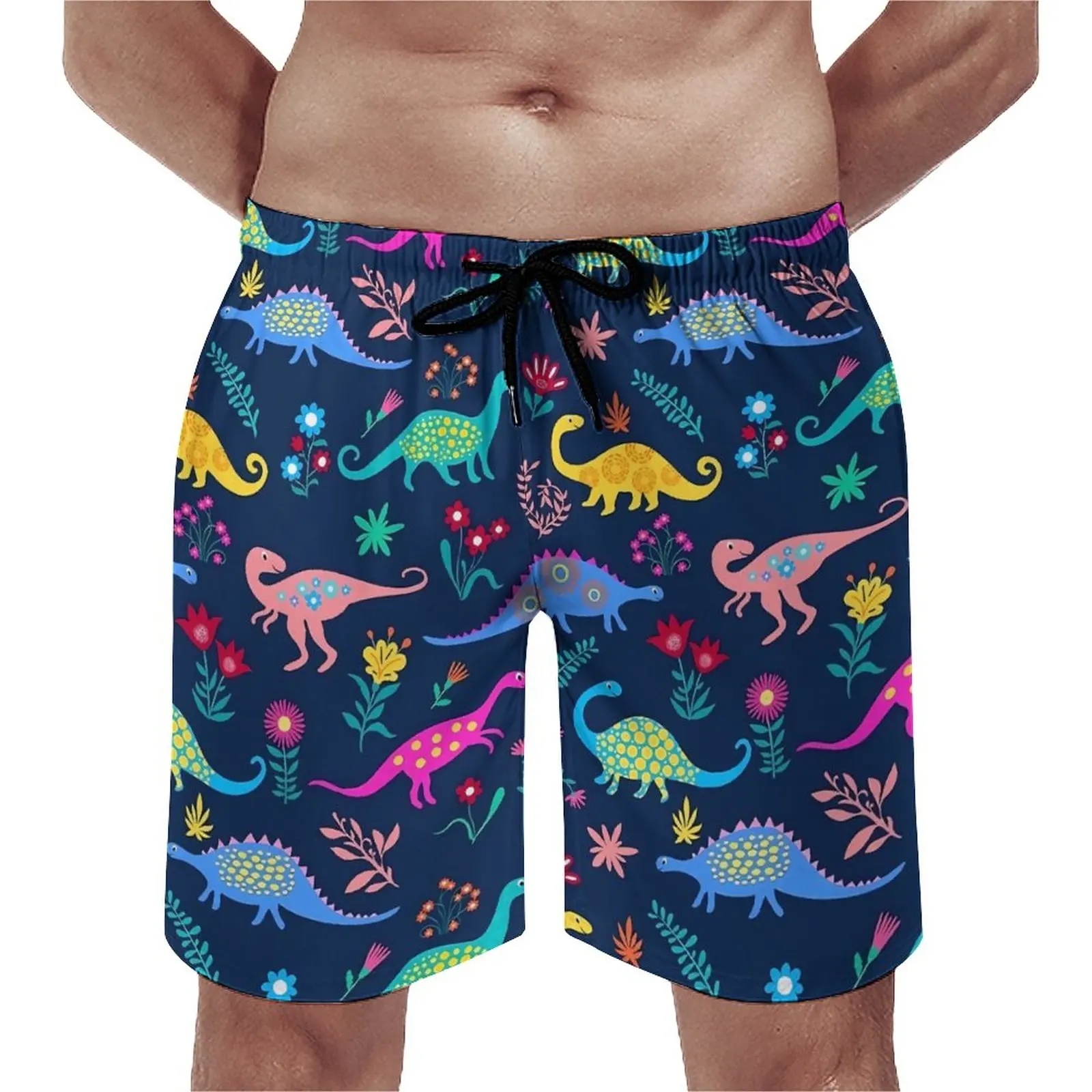 

Милые шорты с принтом динозавра, летние пляжные шорты для бега с разноцветными животными, быстросохнущие забавные плавки большого размера на заказ