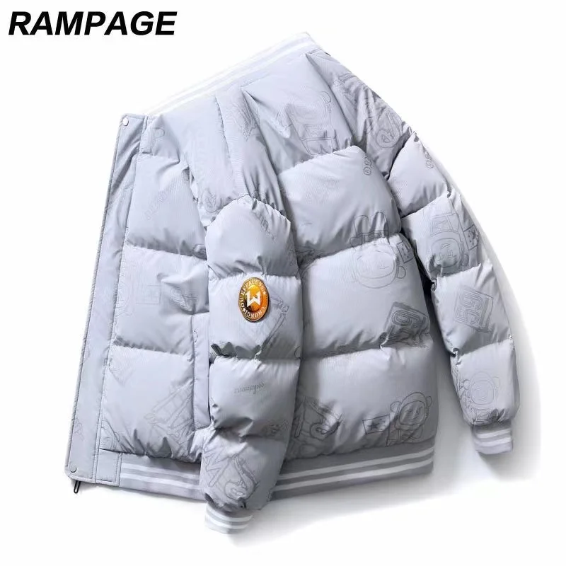 Men's Baseball Collar Jacket Winter Warm Padded Coat Loose And Casual Silk-like Cotton Male Clothing Thick Down Cotton Jackets