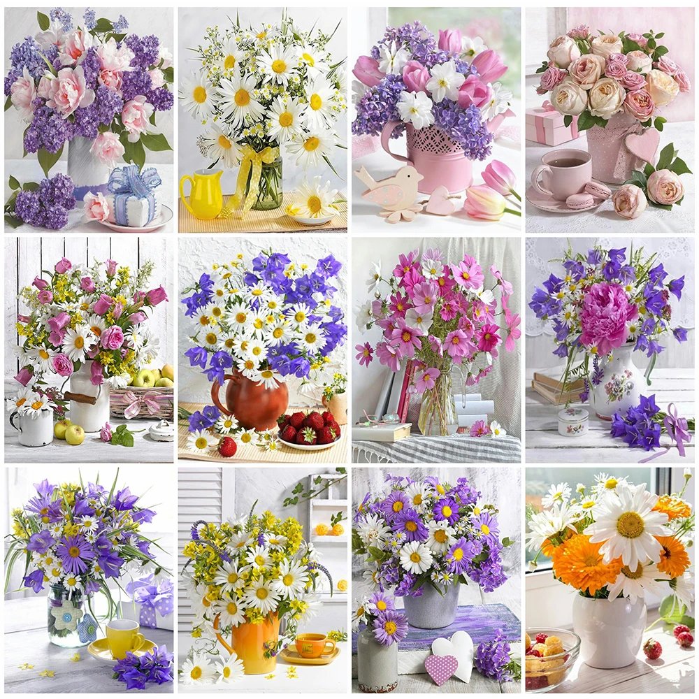 

Алмазная живопись цветок Набор для вышивки крестиком Алмазная мозаика ромашки полная круглая вышивка 5D Стразы ручная работа подарок