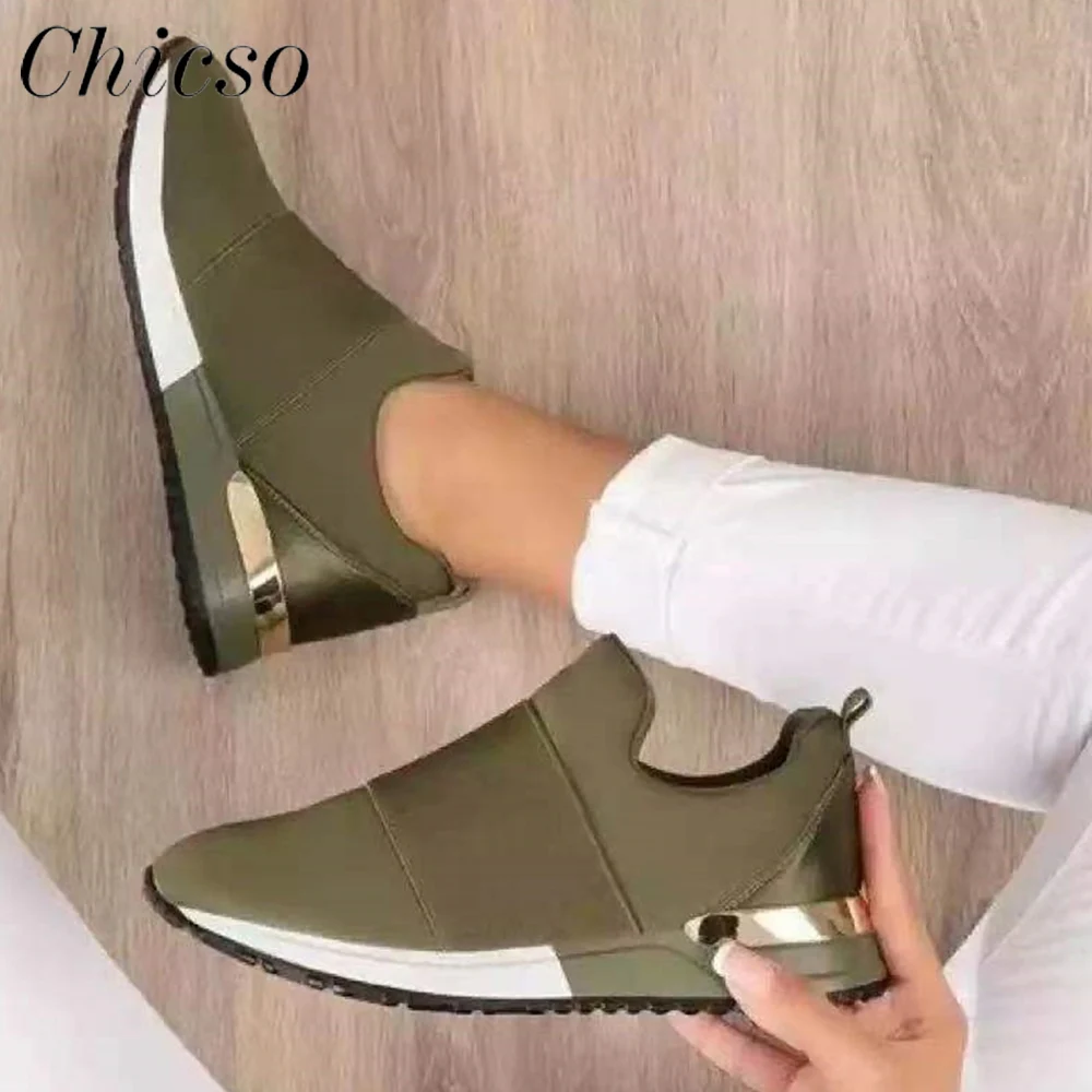 

Summer Breathable Sneakers Women 2022 New Fashion Solid Ladies Slip On Casual Shoes 35-43 Large-Sized Running Sport Shoes