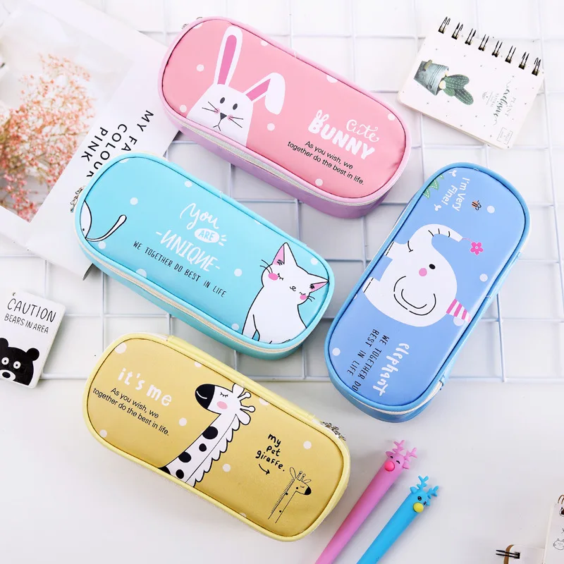 

Cartoon Elephant Rabbit Pencil Case Cute Animal Large Capacity PU Stationery Cute Pencil Pouch Korean Stationery