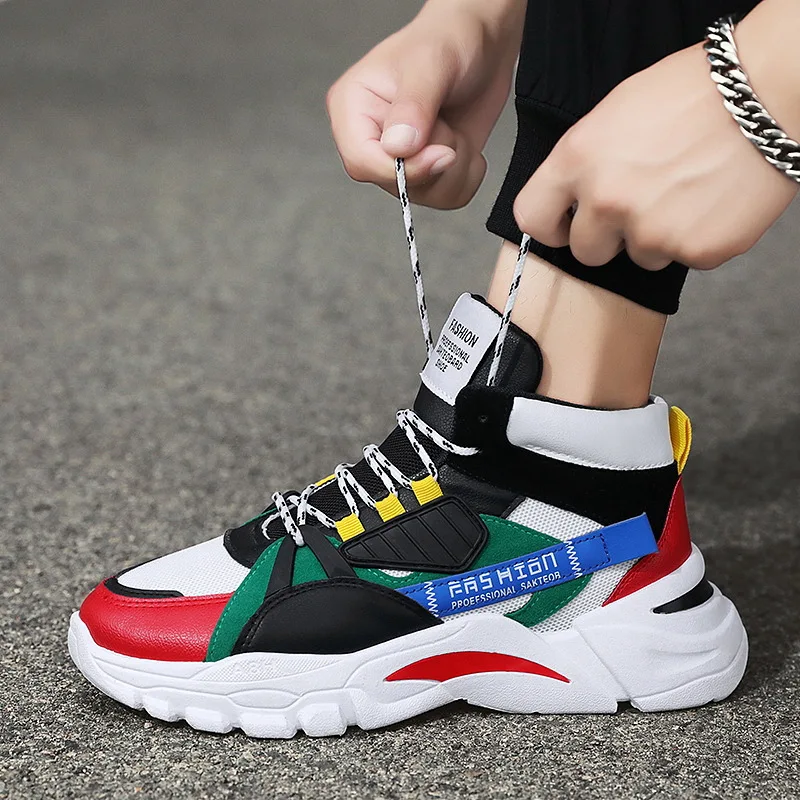 

Кроссовки мужские высокие на платформе, Вулканизированная подошва, Повседневная модная обувь