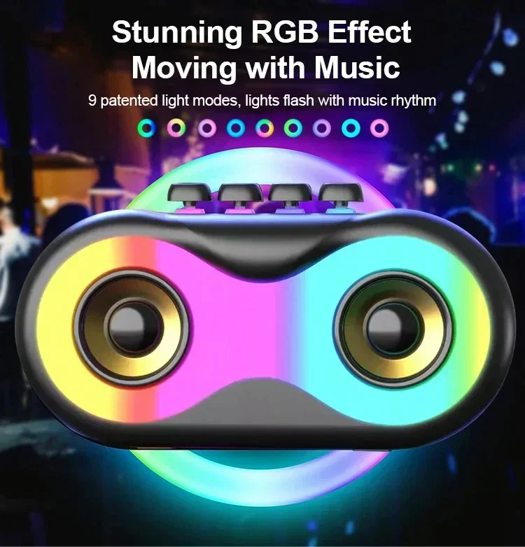 Портативный двойной динамик мини-сабвуфер Bluetooth-динамик цветная подсветка RGB