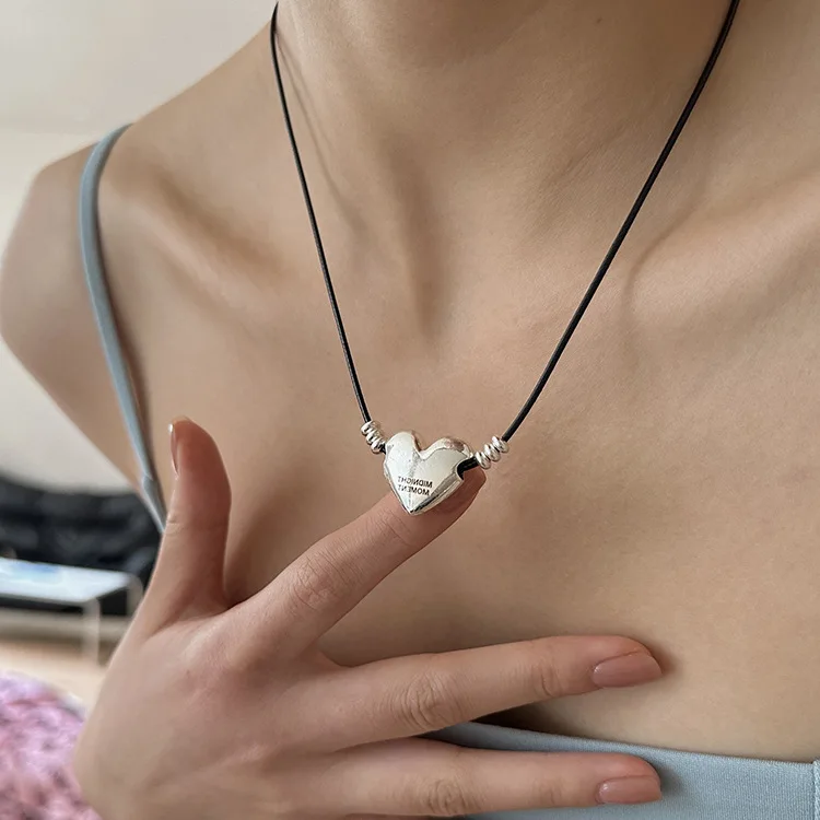 Выдвижное кожаное металлическое ожерелье для влюбленных женское дизайнерское