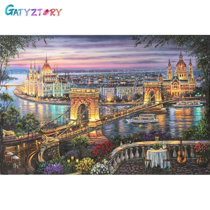 

GATYZTORY Painting By Number Bridge Drawing On Canvas HandPainted Wall Picture By Numbers Scenery For Living Room Handmade Gift