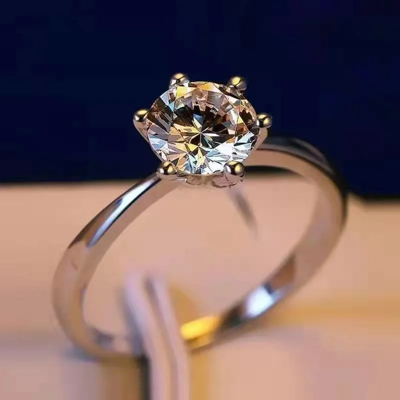 

Обручальное кольцо с муассанитом и цирконом, Открытое кольцо для мужчин и женщин, классические бриллиантовые кольца с шестью крапанами