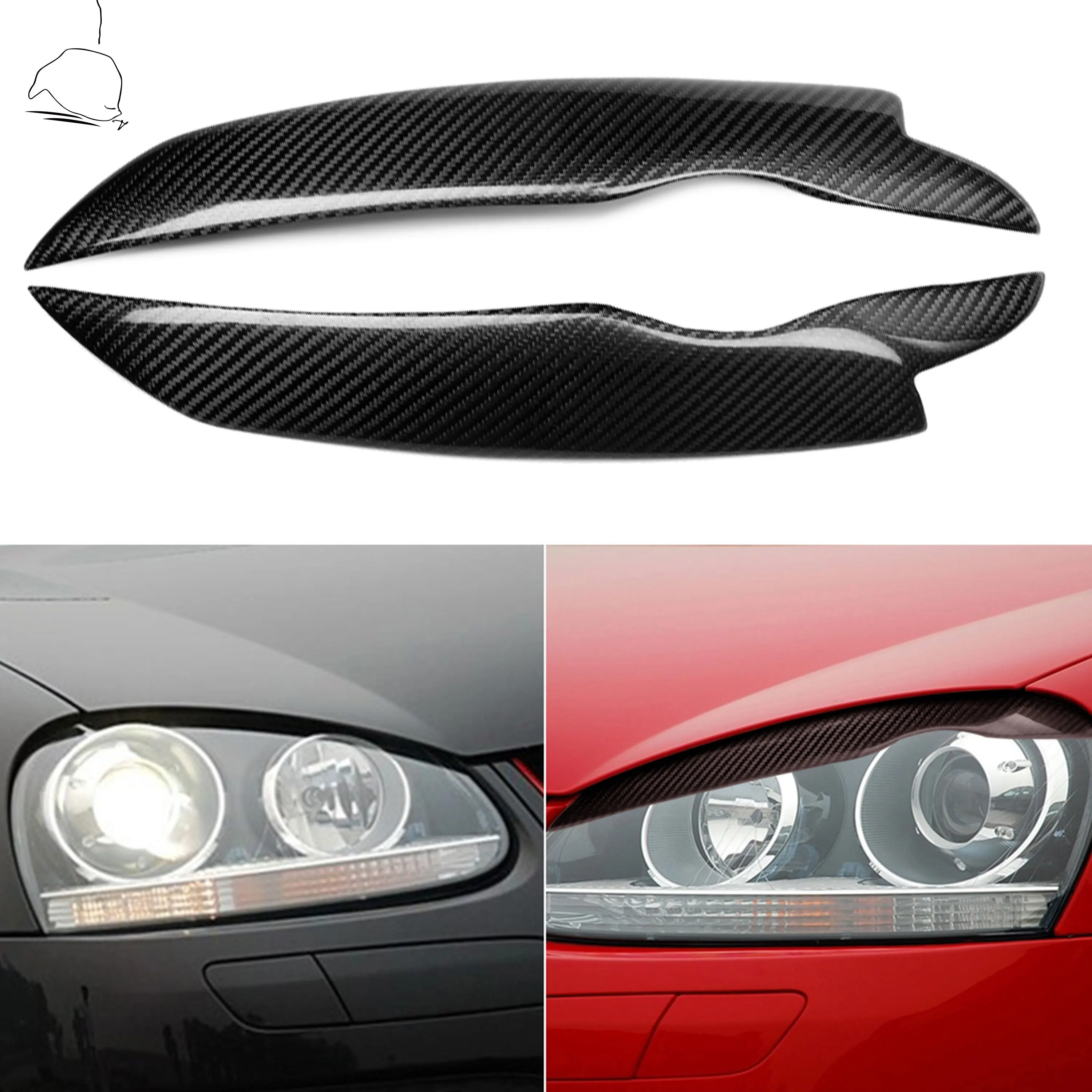For Volkswagen VW Golf 5 MK5 Light Eyebrow Carbon Fiber Car Headlight Cover Stickers Auto Eyelids Eyebrows Trim Car Accessories