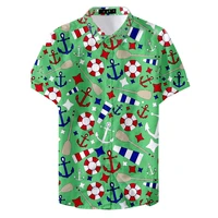 summer hawaiian mens shirt 3d printed cartoon anchor shirts for men new short sleeve oversized tops tee shirt men 5xl clothing