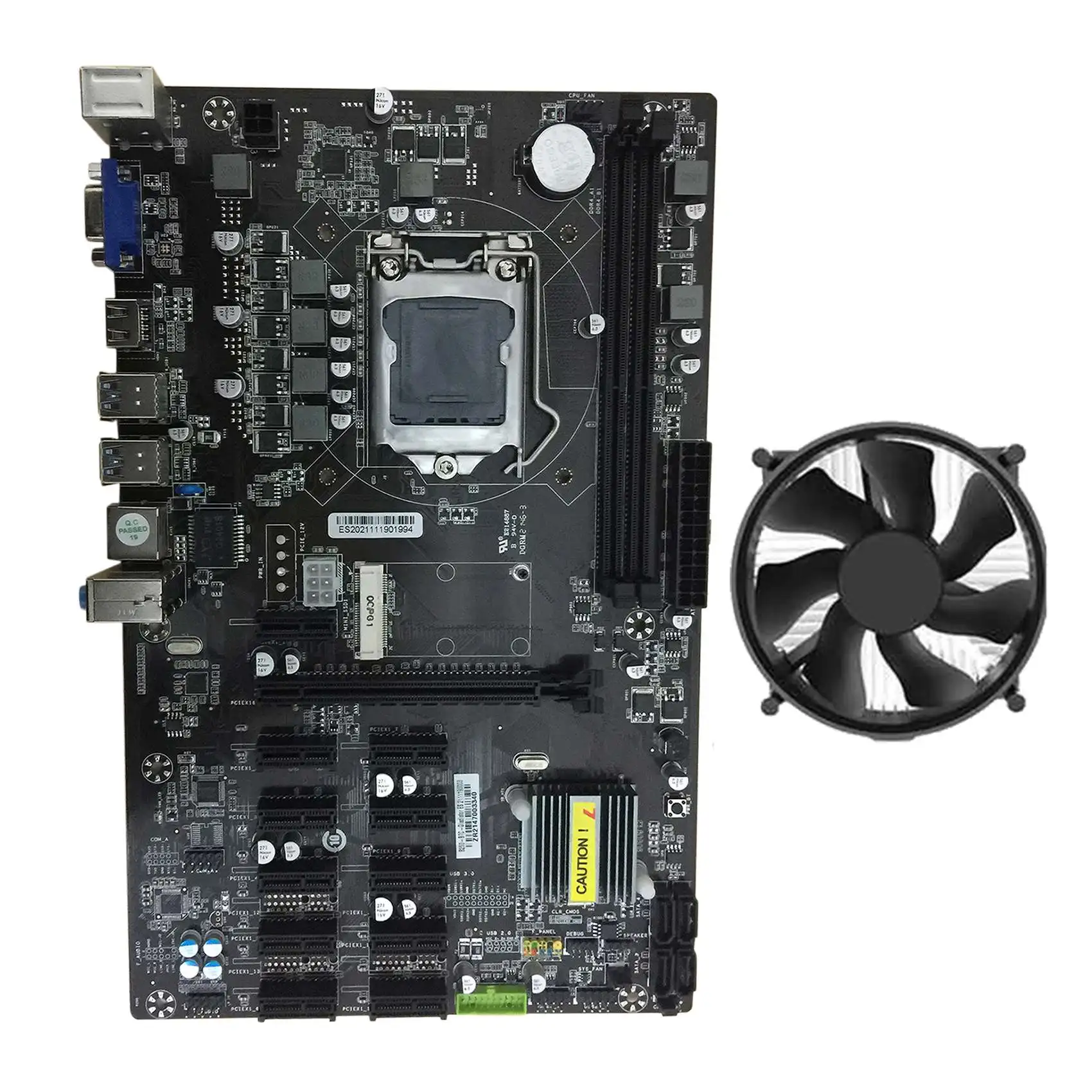 

Материнская плата для майнинга B250, материнская плата с кулером ЦП, 12 слотов PCI-E, LGA1151, DDR4, ОЗУ USB3.0, SATA3.0 + MSATA, для майнинга биткоинов