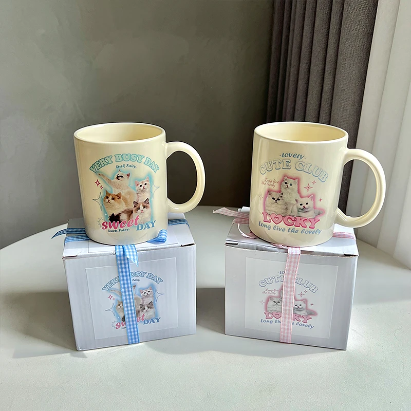 

Cute Heart Boxed Mug Mug Coffee Ceramic Cup Cat Sweet Retro Girl