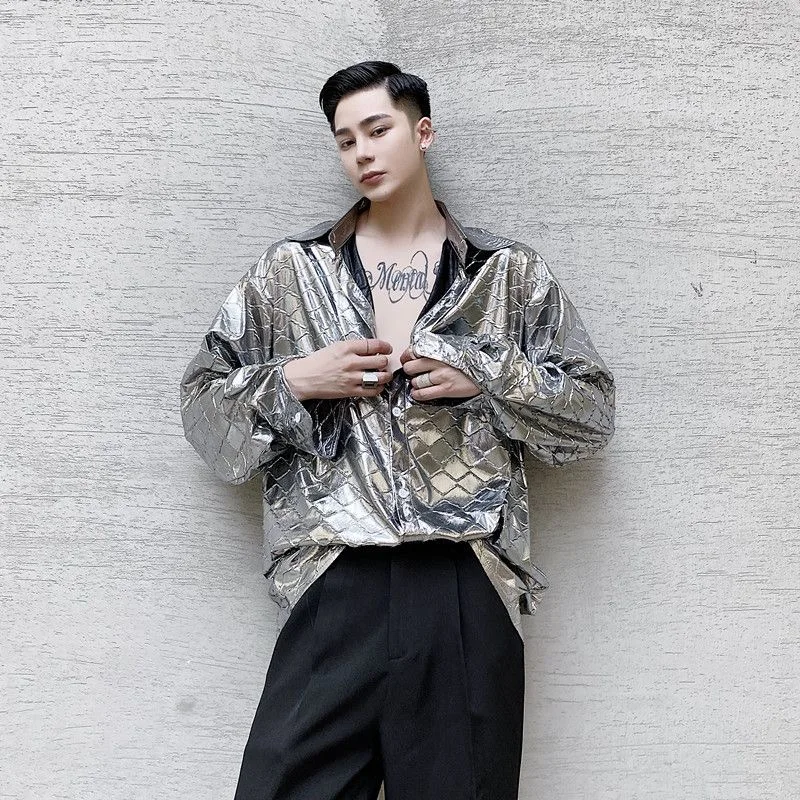 Мужские топы Fish Skin Wave Шикарные корейские модные рубашки Y2K для мальчиков Красивая
