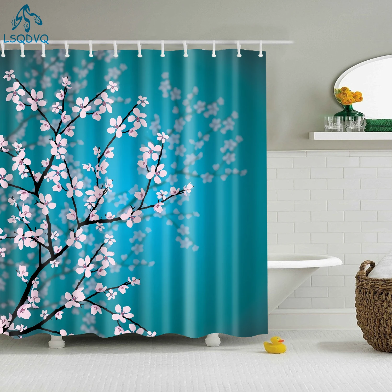 

Trees Leaf Shower Curtains Bathroom Curtain Geometric Frabic Waterproof Polyester Bathroom Curtain with Hooks