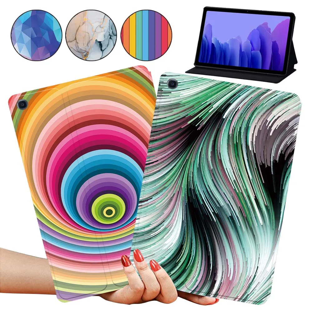 

Leather Case for Samsung Galaxy Tab A8 10.5 /A7 Lite 8.7/A 10.1 2019 T510/A7 10.4 2020 Watercolor Seriest Tablet Case + Stylus