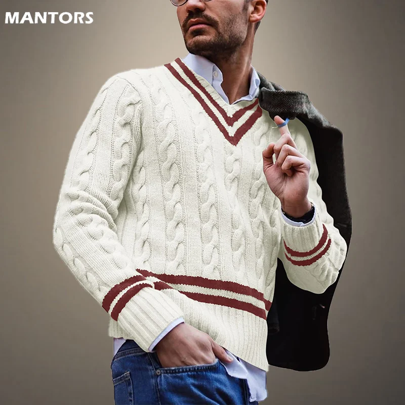 

Осень-зима 2023, мужской свитер, жаккардовый Повседневный теплый пуловер, мужские вязаные деловые винтажные свитеры, пуловер для мужчин, одежда