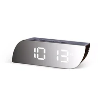 digital mirror clock led night lights temperature snooze function alarm clocks usb table desk clock home decor battery use