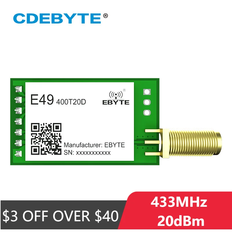 Беспроводной модуль ISM DIP SMA антенна 433 МГц 20 дБм UART, стандартная антенна GFSK 1,0 км, недорогой беспроводной передатчик данных