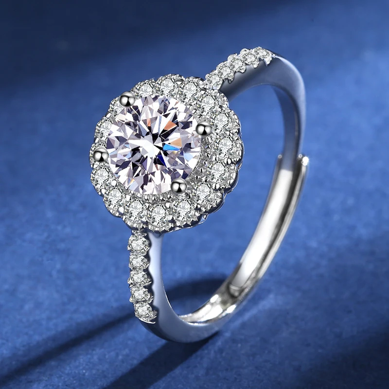 

Женские обручальные кольца из серебра 100% пробы, с муассанитом 1 карат