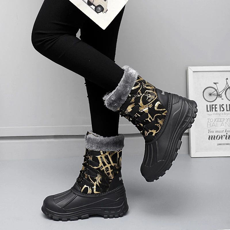 Winter Women Boots Plush Warm Woman Walking Shoes Comfortable Outdoor Casual Faux Fur Winter Boot