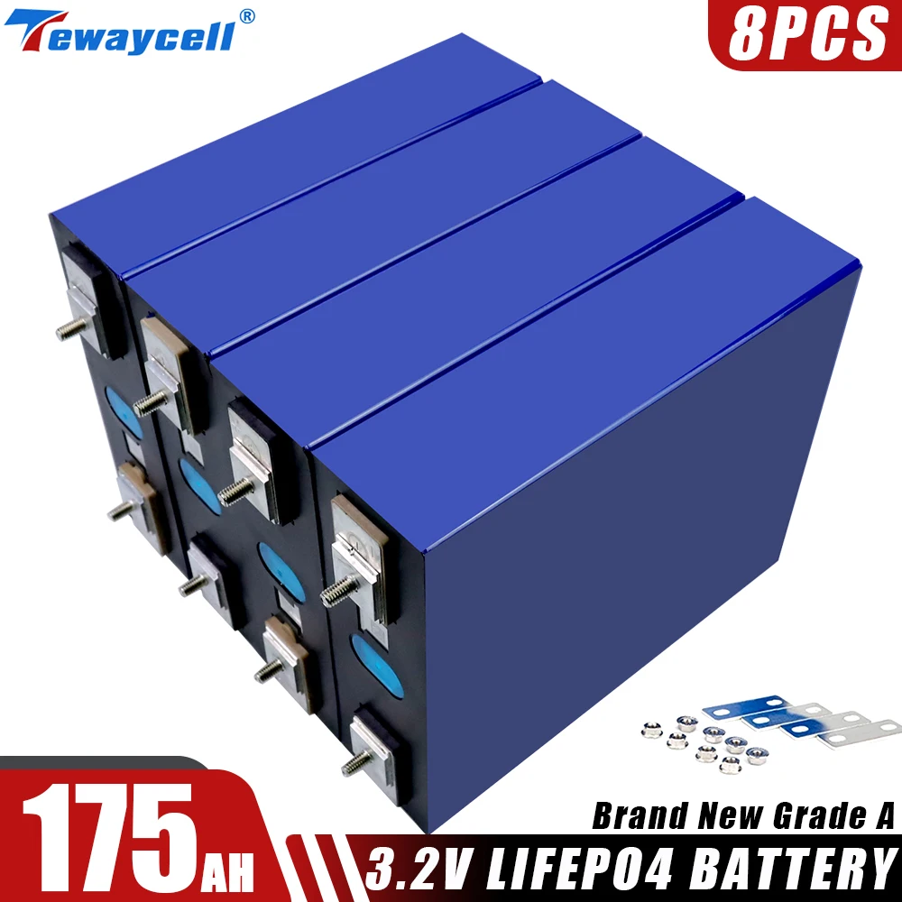 

8pcs 3.2V 175AH Lifepo4 Rechargable Battery Lithium iron Phosphate Grade A Brand New Electric Cell Solar Power Golf Car RV UPS