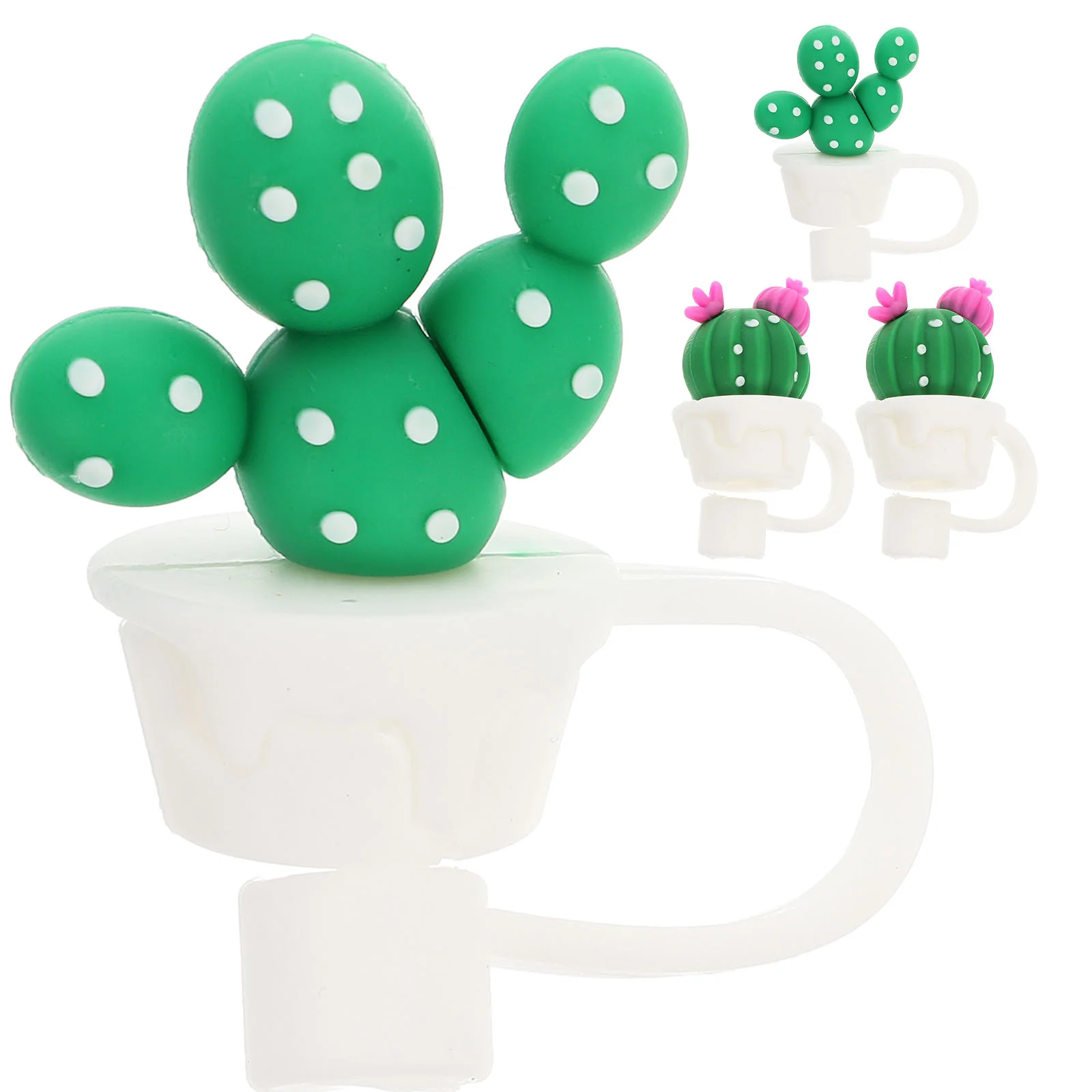 

4 Pcs Silicone Straws Cactus Plugs Cap Supplies Accessories Cute Topper End Protectors Caps Lid Cover
