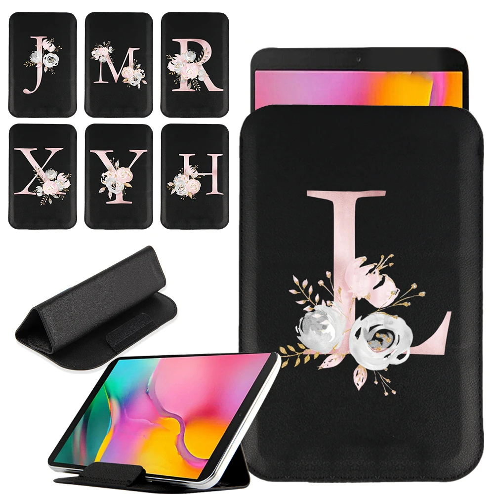 

Tablet Case for Samsung Galaxy Tab A7 T500/A7 Lite 8.7 Tab A 7.0/8.0/8.4/10.1/10.4/10.5 Cover with Pink Flower Initial Letters