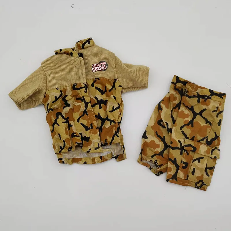 1/6 Scale Camo Sand Short Sleeve with Shorts Pants Model Set for 12in Action Figure Toy