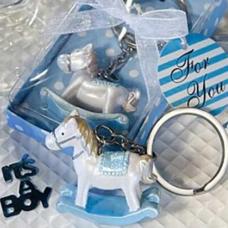

10 шт. брелок лошадь Baby Shower, сувениры и подарок, голубой детский драпировщик, подарок на день рождения