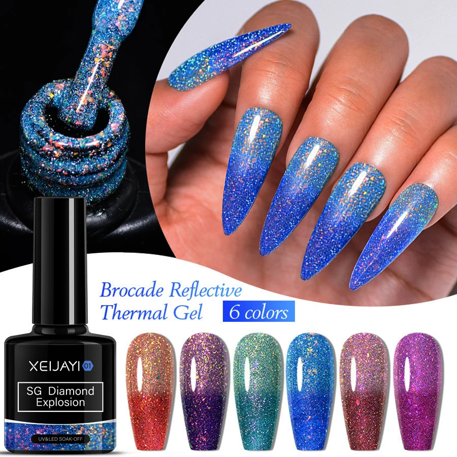 8 мл лак Galaxy Glitter Broken Diamond Gel Sparkling UV LED Soak Off Crystal New Burst Shiny Polish