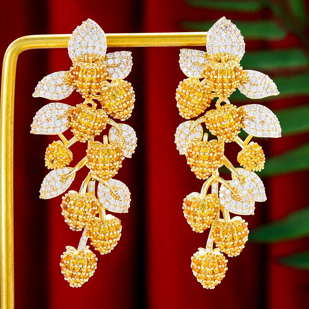 

GODKI Trendy Celebrity Favorite Mulberry Dangle Earrings for Women Wedding Cubic Zircon Earrings pendientes mujer moda 2022