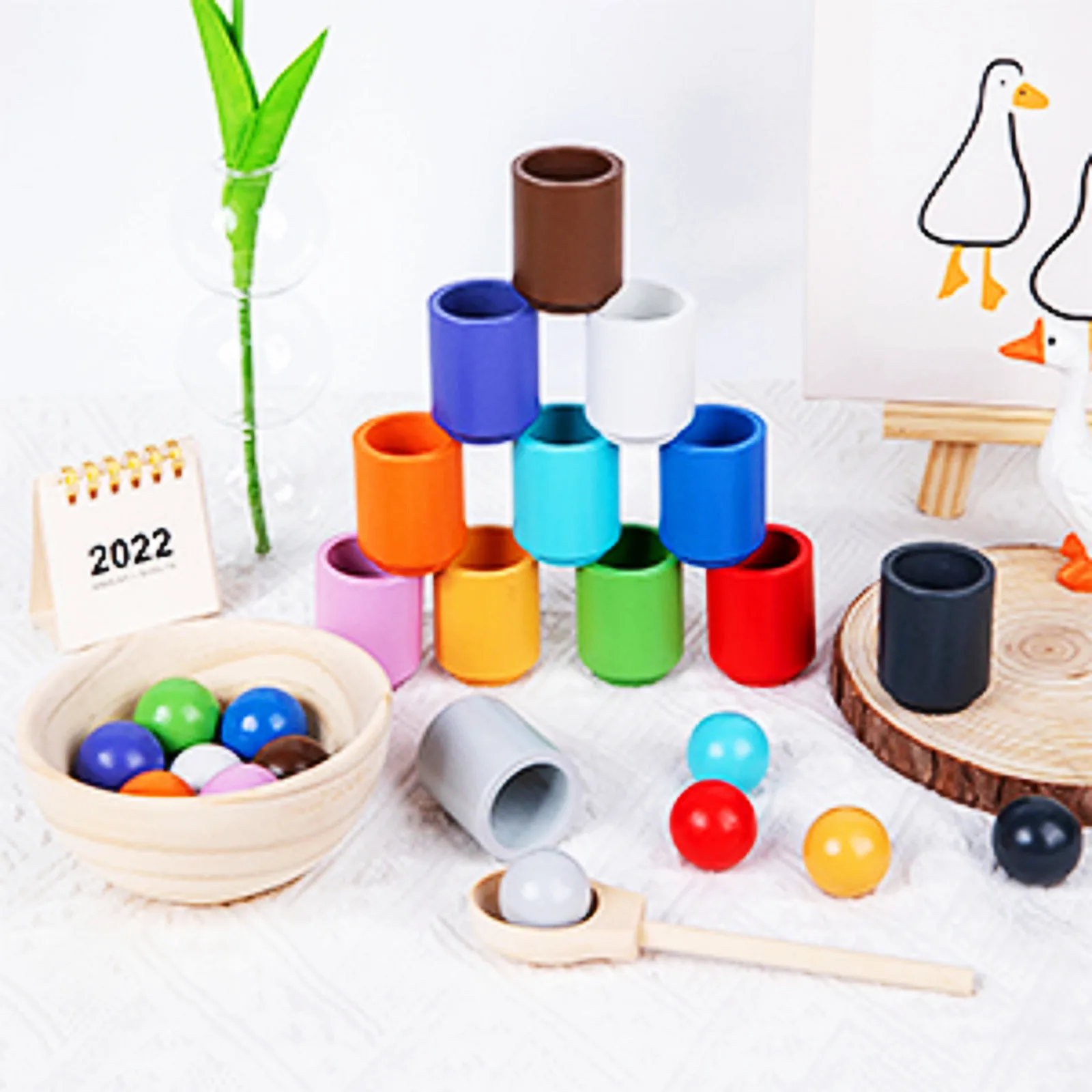 Деревянная игрушка Монтессори для детского сада-градиентные цвета улучшение