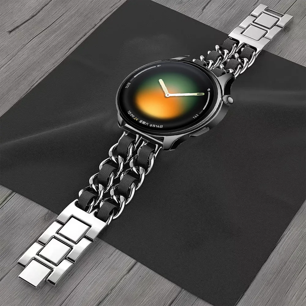 Металлический ремешок-цепочка в стиле ковбойской цепи 20 мм 22 мм для Xiaomi Watch 5 S5-4-3-2-1 2 2 Pro, браслет для OPPO Watch S-X3-X2-X-4 Pro, Realme 5 S 3 2 (art.: 3920d93af910c) - 3920d93af910c