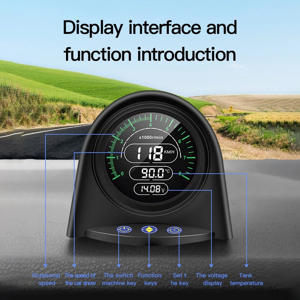 

Автомобильный цифровой спидометр HUD, превышение скорости, сигнализация об/мин, датчик температуры, ЖК-дисплей, дисплей X70, умные многофункци...