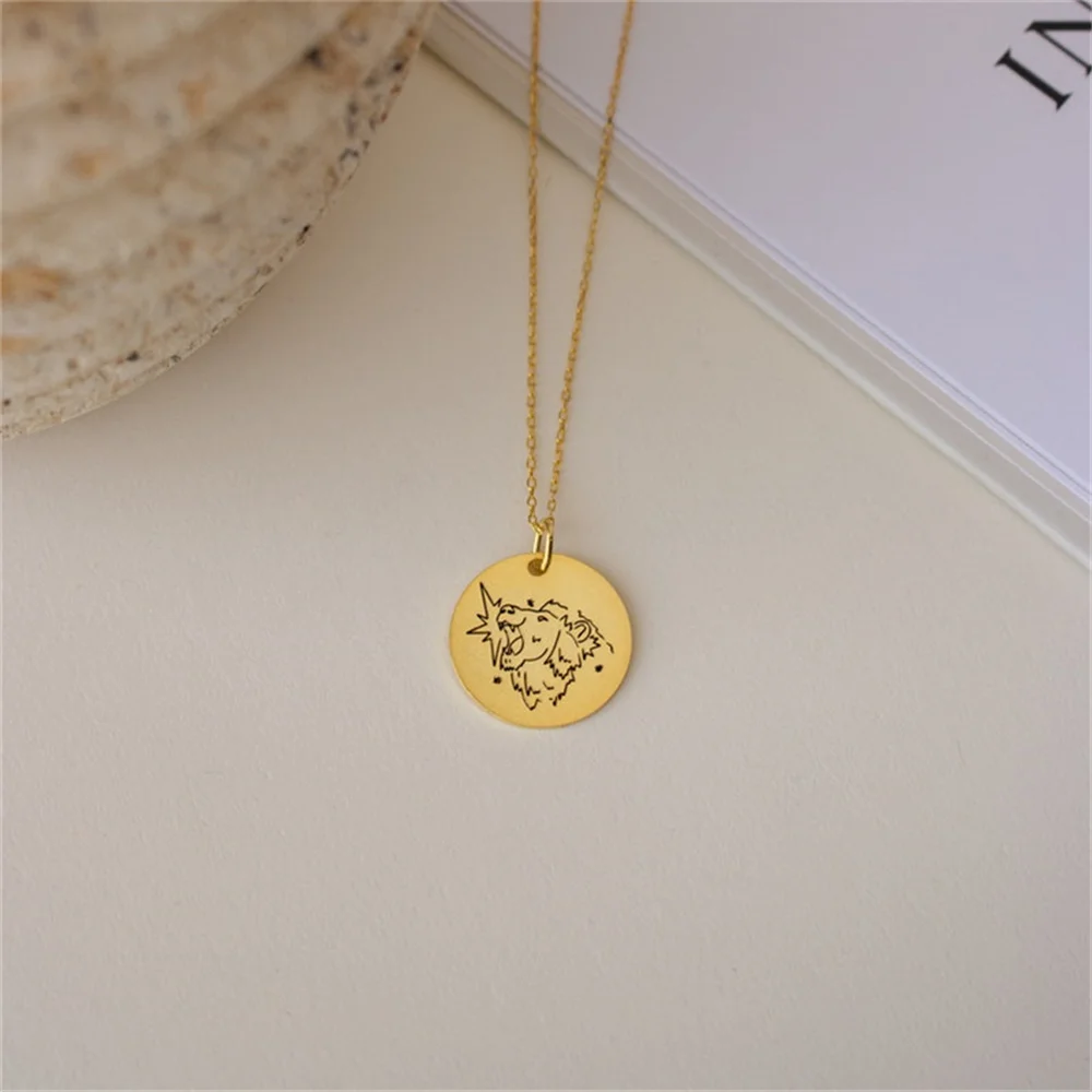 Minimalist Men's And Women's Identical Necklace Twelve Constellations Jewelry Stainless Steel Medal Pendant Necklace Gift Wholes