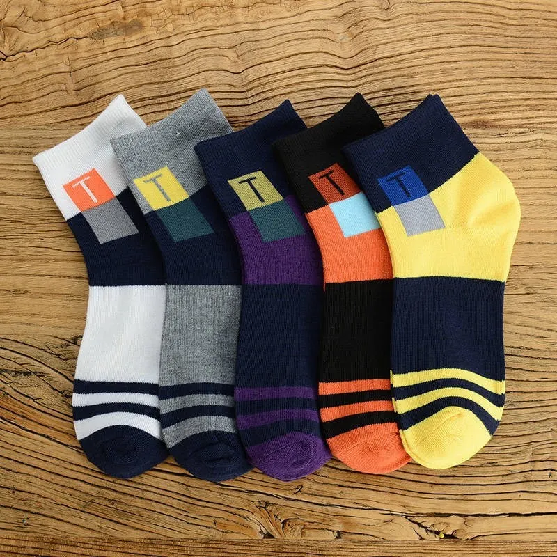 

5 парт/лот мужские высококачественные хлопковые носки спортивные мужские носки Дышащие Модные мужские спортивные носки