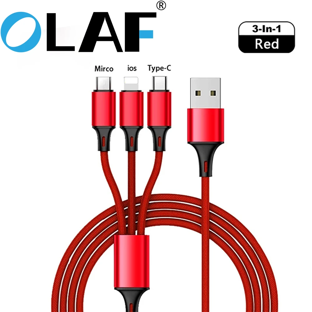 

Зарядный кабель 3 в 1, Micro USB Type-C, мульти Usb-порт, шнур для быстрой зарядки для Samsung S10, iphone 13, 12, 11, Huawei