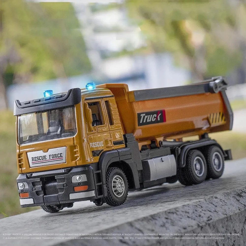 

1:32 Dump Truck Alloy Car Model Diecast Metal Toy Engineering Vehicles Sound and Light Model Simulation Collection Gifts Toys