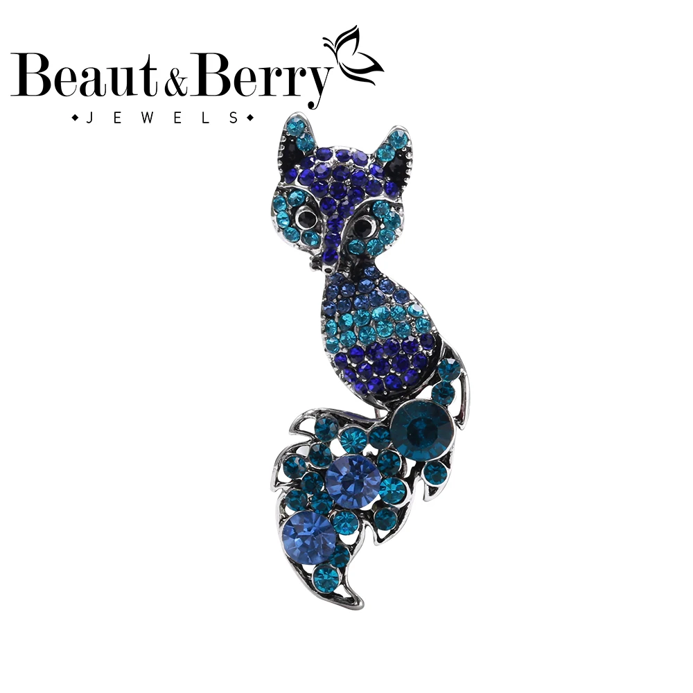 

Beaut&Berry Rhinestone Fox Brooch Women Kids Beautiful Animal Brooch Office Gift Party Wedding Accessories
