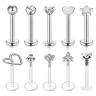 16G вперед спирали серьги из нержавеющей стали, серьги на козелок серьги-гвоздики Нержавеющаясталь и прозрачный гибкий кольца губ губная серьга шпилек пирсинг Монро
