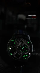 Фото HANBORO Мужские автоматические часы Роскошные механические наручные часы 45,5 мм 50 м водонепроницаемые светящиеся циферблаты дракона вращающийся фон №5