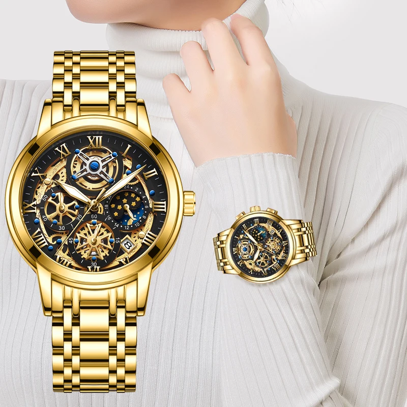 

LIGE Ladies Gold Watch For Women Fashion Retro Female Waterproof Watch Steel Quartz Watch Relógio Feminino Romantic Clock