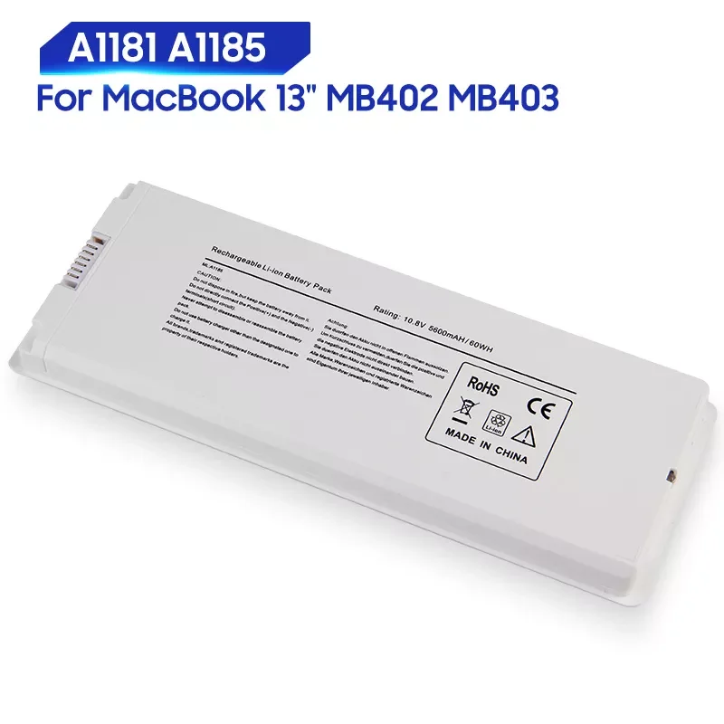 

Replacement Battery For MacBook 13" MB403 MB402 MB881LL/A MA566FE/A A1181 A1185 Genuine Battery 5600mAh