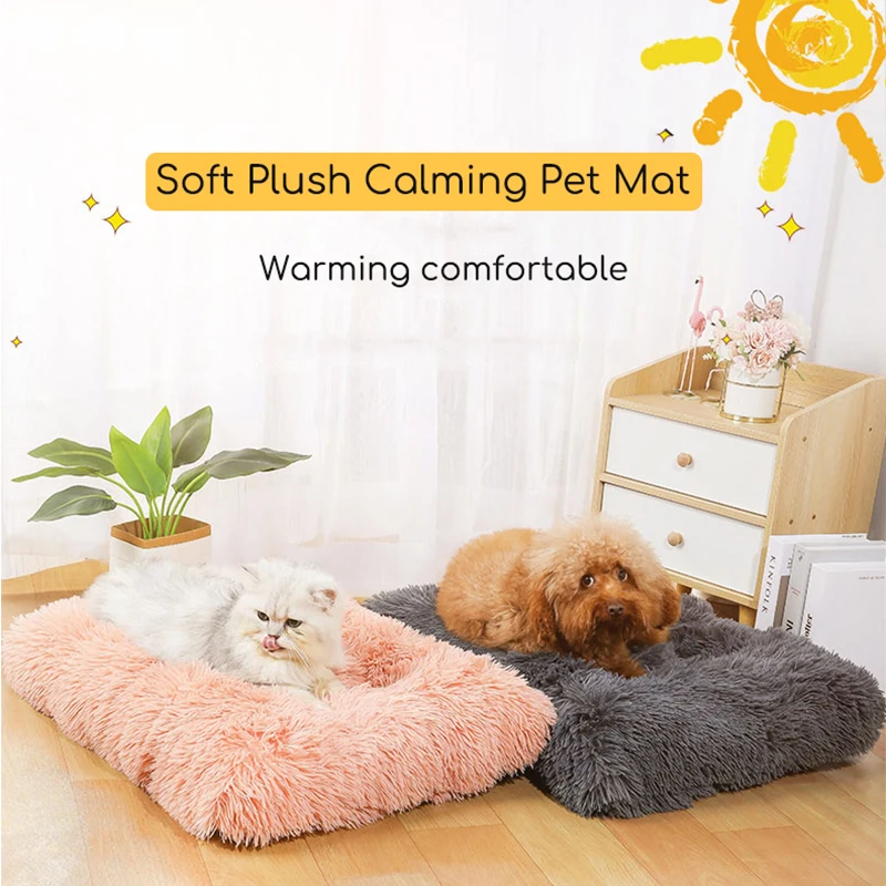 

Dog Bed Calming Pet Crate Mat Cat Puppy Blanket Thick Cushion Sleep Mats Mattress Warming Kennel Pads Sofa for Small Large Dogs