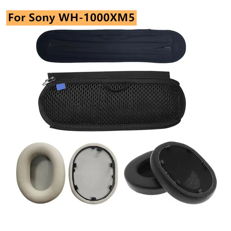 

Replacement Headphone Leather Ear pads Cushion Headbeam Cover for Sony WH-1000XM5 1000XM5 Headband Head beam Earpads