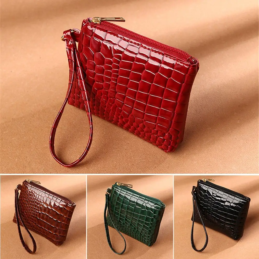 

Female Handbag Zipper Mini Card Coin Wallet Crocodile Change Bag PU
