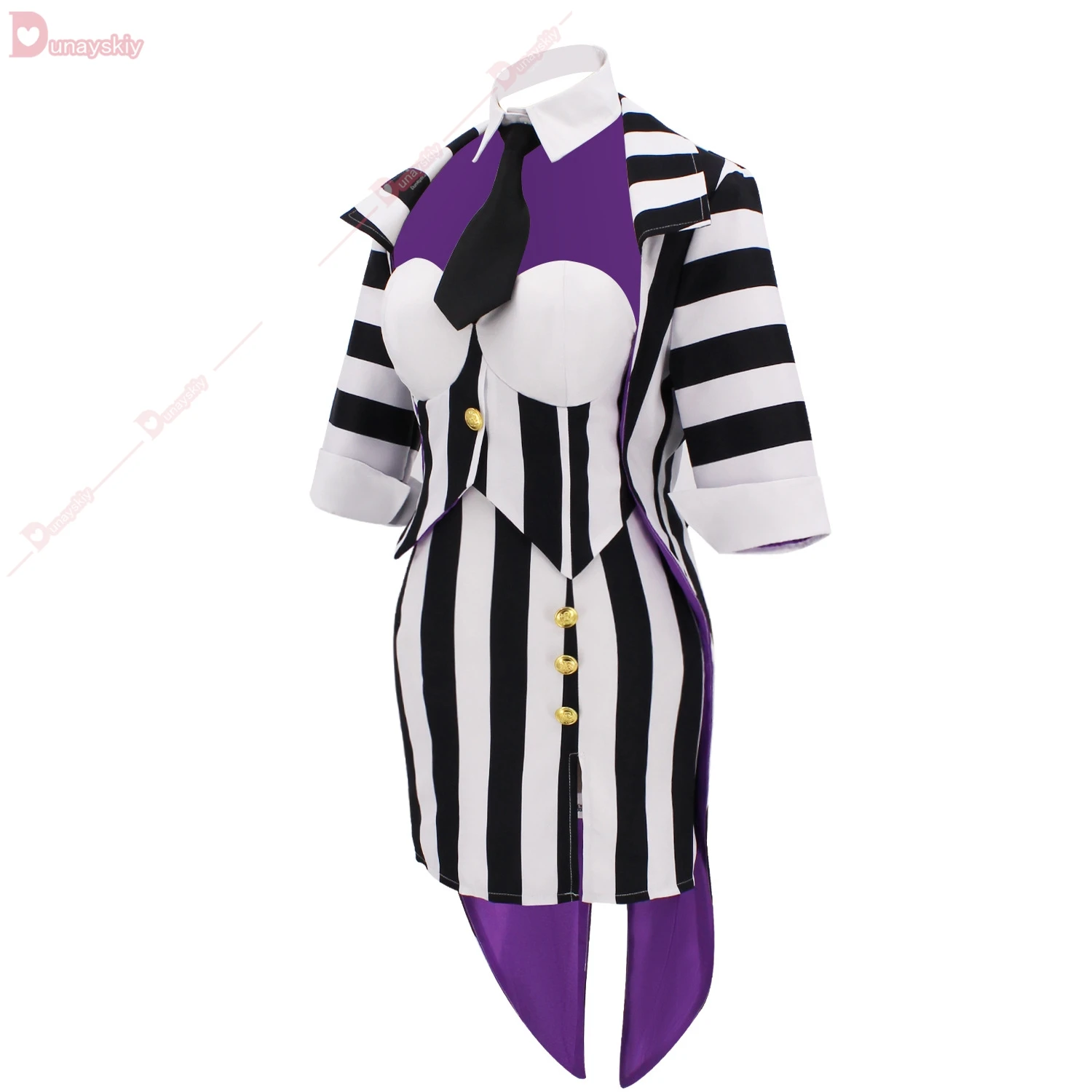 Женский костюм в черно-белую полоску для косплея
