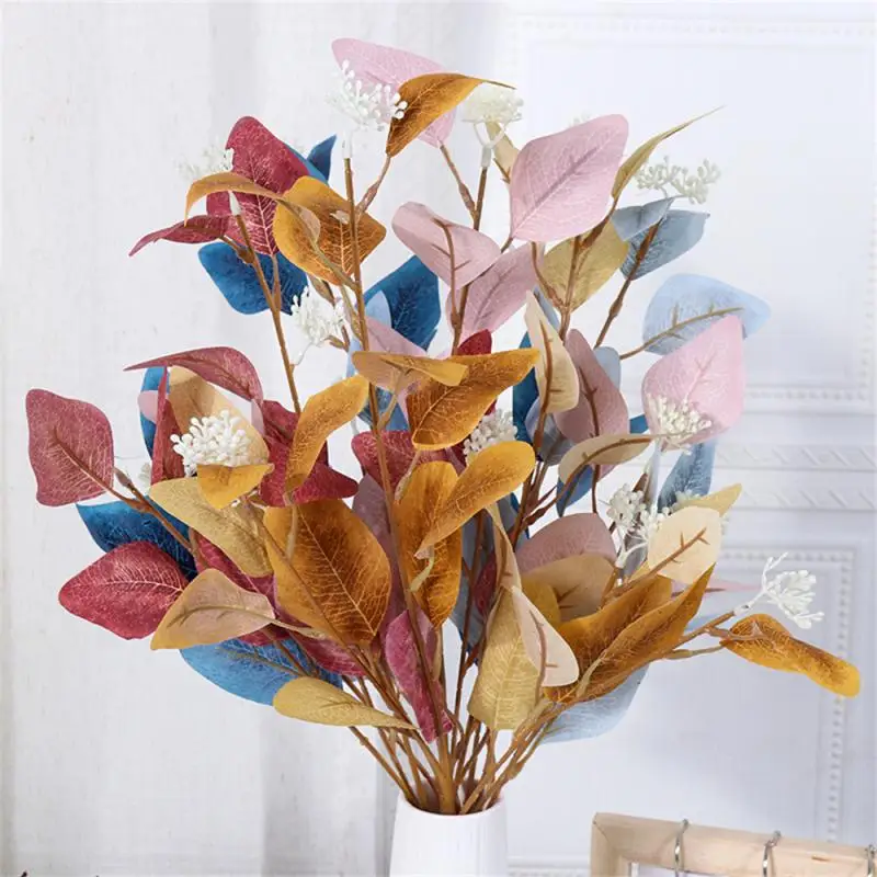 

1PC Artificial Green Eucalyptus Plastic Plants Simulation Money Leaves Grass for Bouquet Home Garden Party Decoration Fake Plant