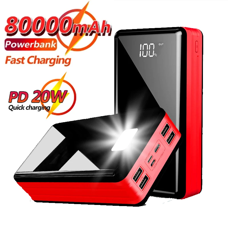 

Портативный внешний аккумулятор с 4 USB-портами, 80000 мАч