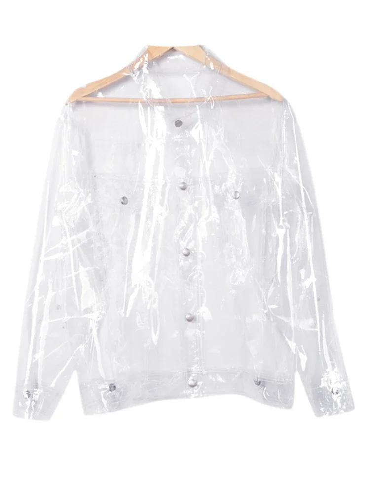 Мужская прозрачная куртка из ПВХ шикарная с длинным рукавом футболка ТПУ